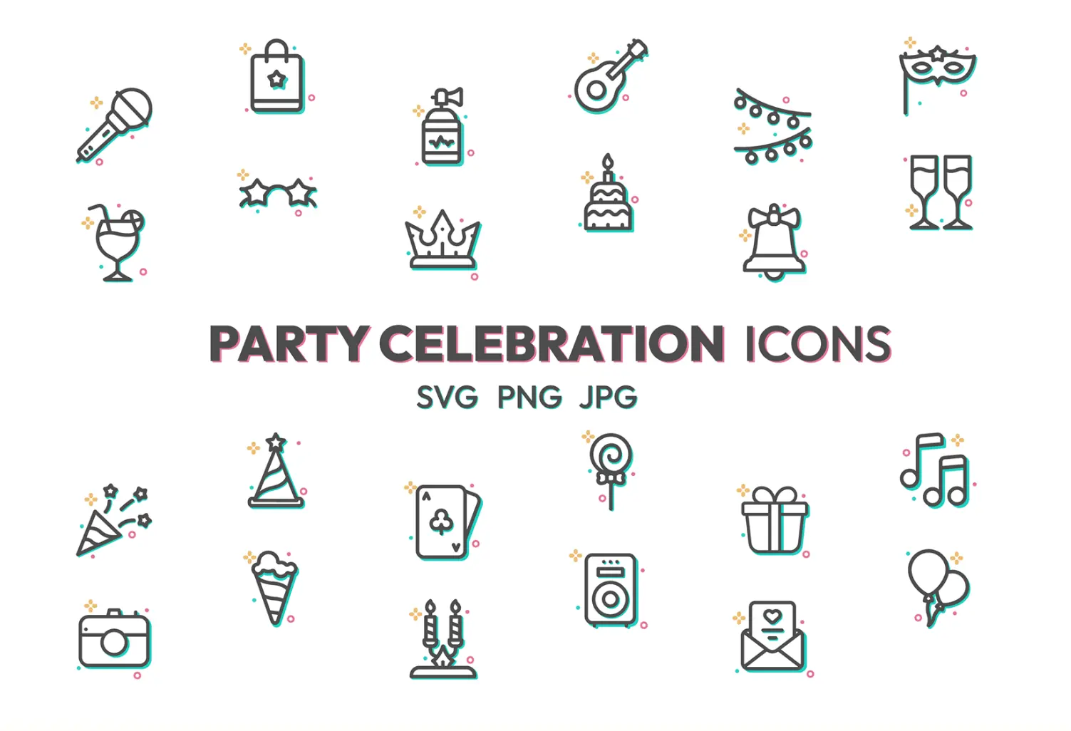 Party celebration icons